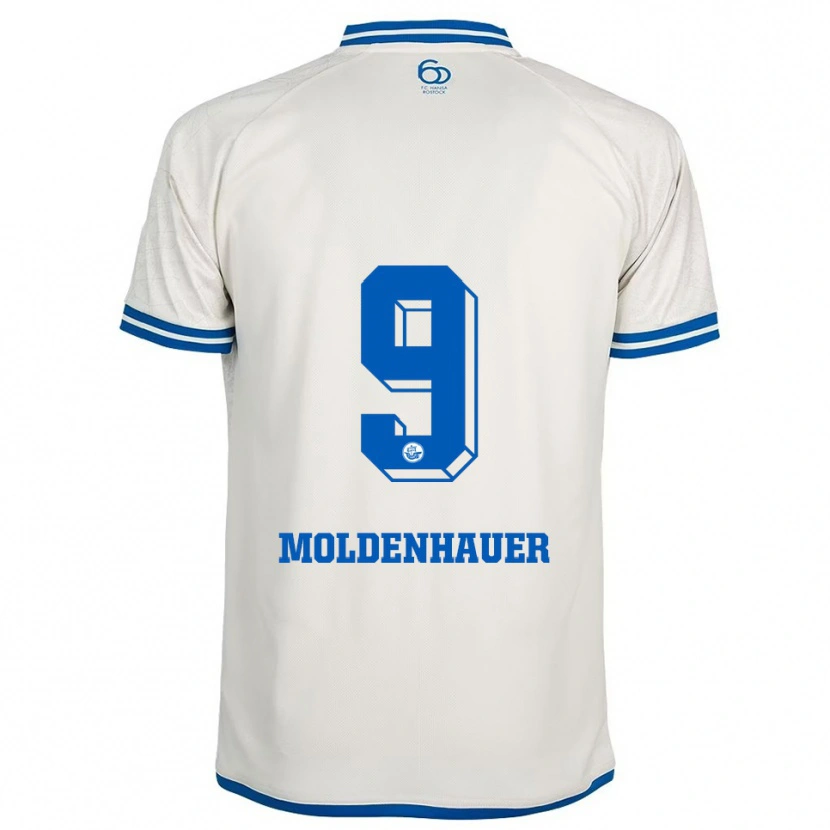 Danxen Donna Maglia Max Moldenhauer #9 Bianco Blu Kit Gara Away 2025/26 Maglietta