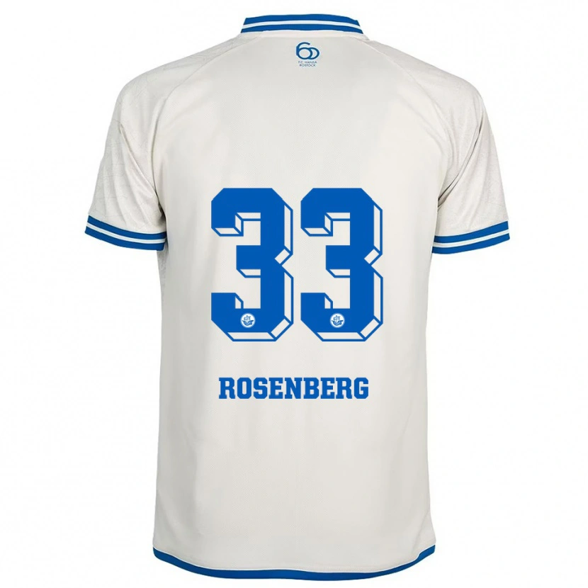 Danxen Donna Maglia Moritz Rosenberg #33 Bianco Blu Kit Gara Away 2025/26 Maglietta