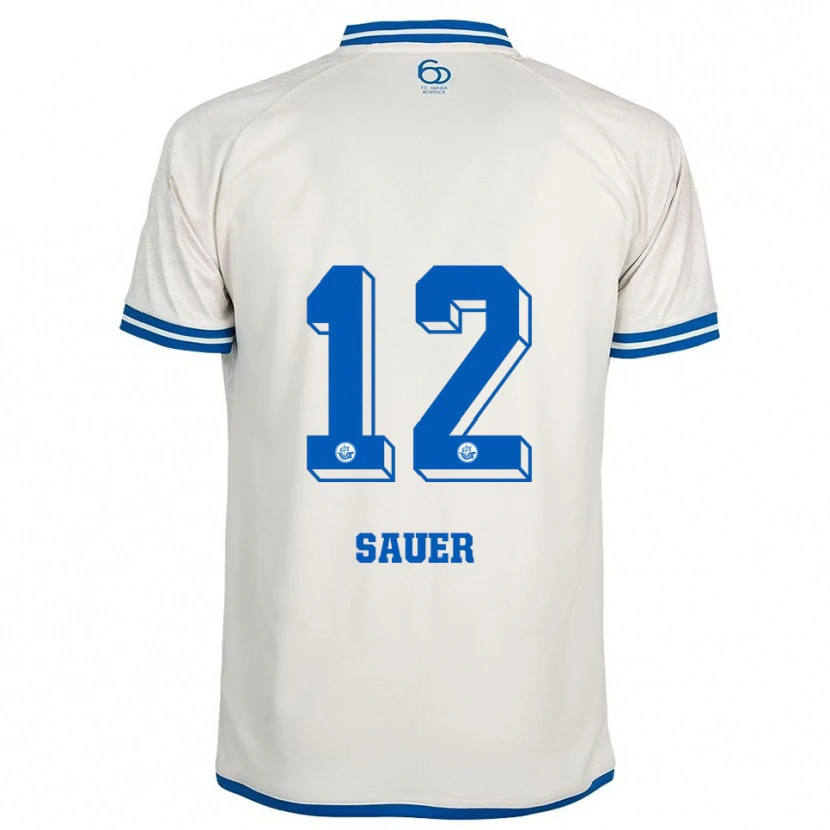 Danxen Donna Maglia John-Lukas Sauer #12 Bianco Blu Kit Gara Away 2025/26 Maglietta