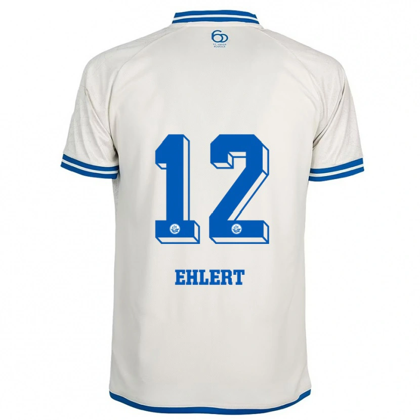 Danxen Donna Maglia Jonas Ehlert #12 Bianco Blu Kit Gara Away 2025/26 Maglietta