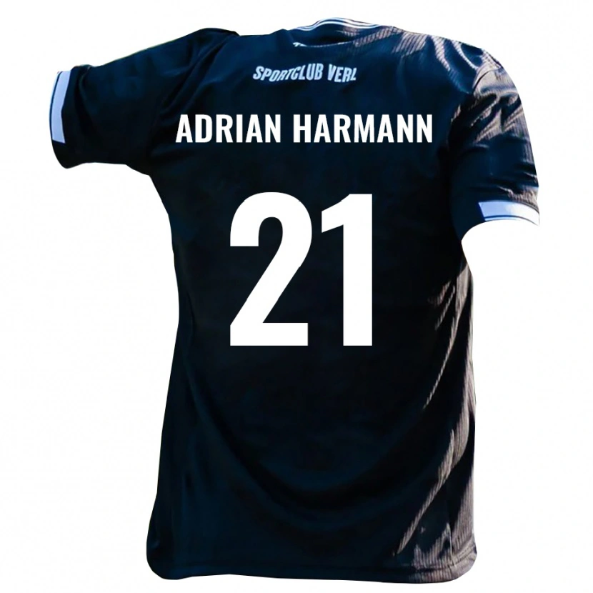 Danxen Donna Maglia Manuel Adrian Harmann #21 Nero Bianco Kit Gara Away 2025/26 Maglietta