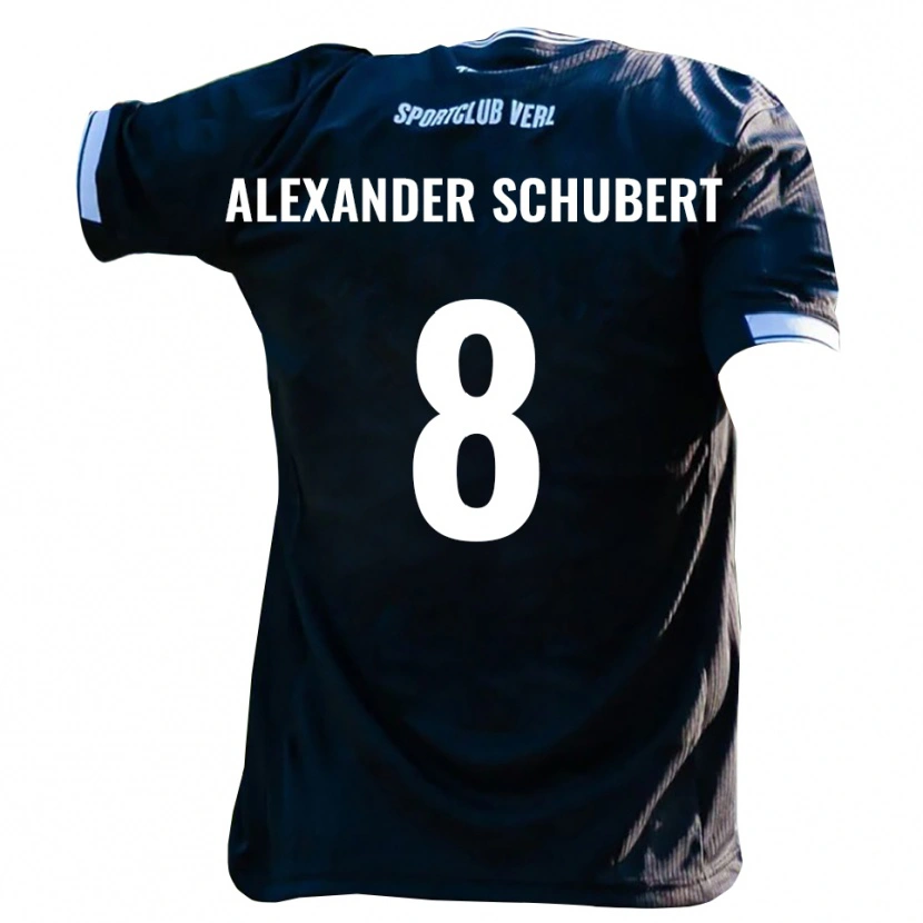 Danxen Donna Maglia Tristan Alexander Schubert #8 Nero Bianco Kit Gara Away 2025/26 Maglietta