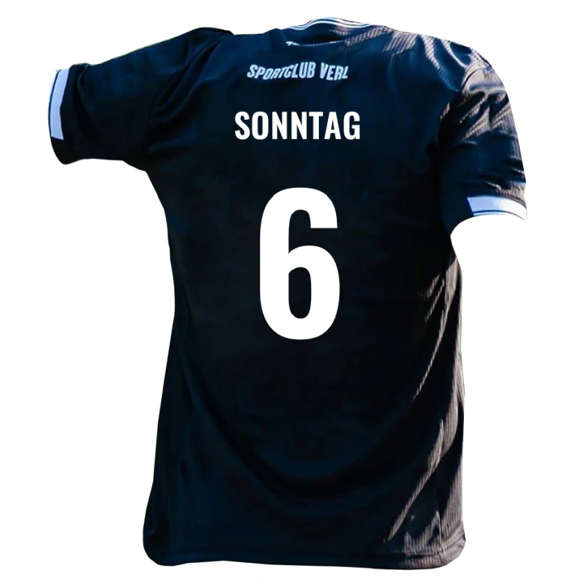 Danxen Donna Maglia Cristiano Sonntag #6 Nero Bianco Kit Gara Away 2025/26 Maglietta