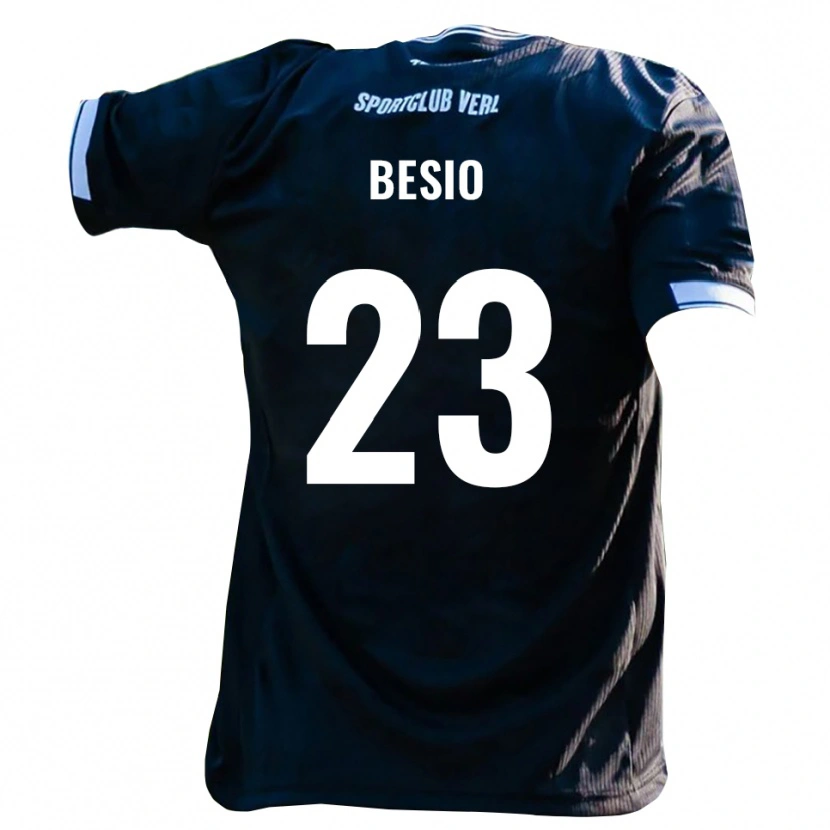 Danxen Donna Maglia Alessio Besio #23 Nero Bianco Kit Gara Away 2025/26 Maglietta