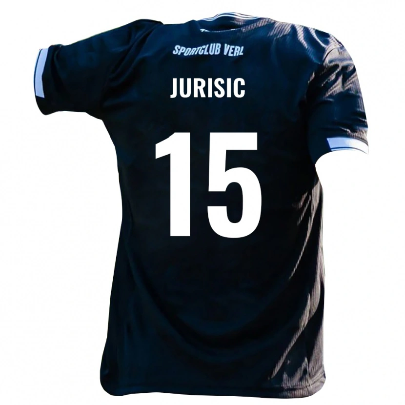 Danxen Donna Maglia Fabian Jurisic #15 Nero Bianco Kit Gara Away 2025/26 Maglietta