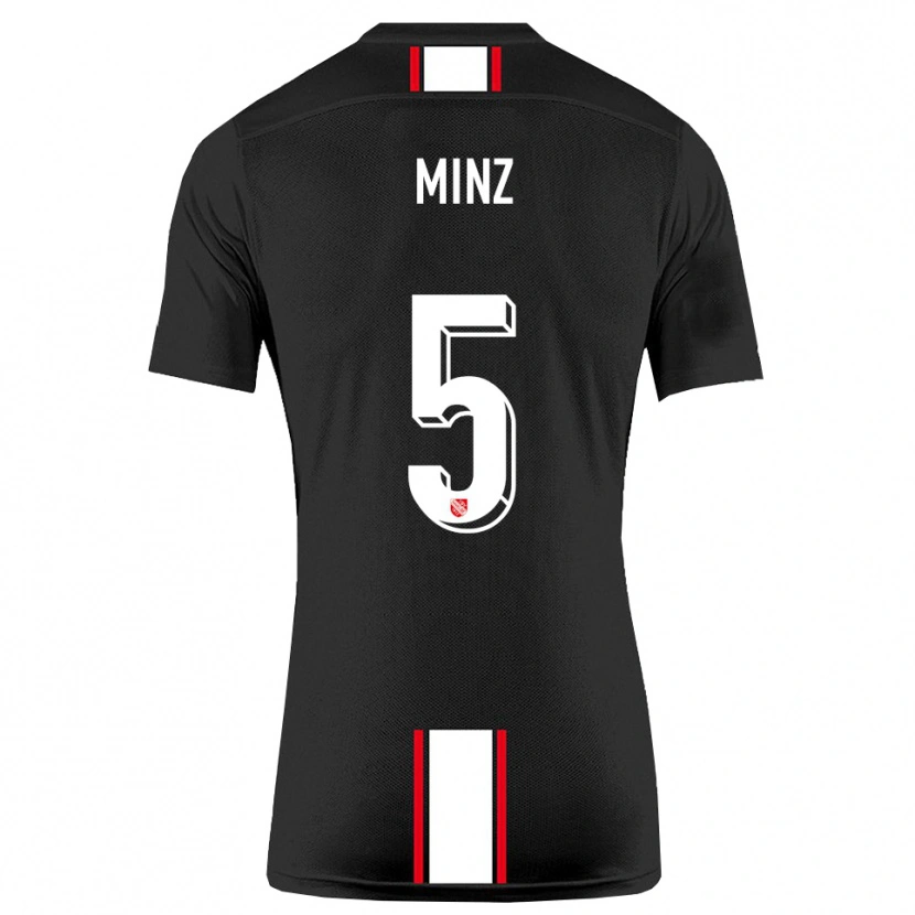 Danxen Donna Maglia Dominic Minz #5 Nero Bianco Kit Gara Away 2025/26 Maglietta