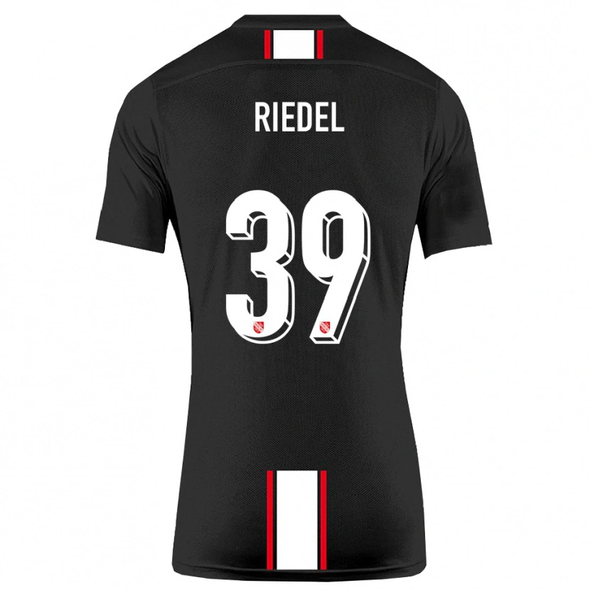 Danxen Donna Maglia Florian Riedel #39 Nero Bianco Kit Gara Away 2025/26 Maglietta