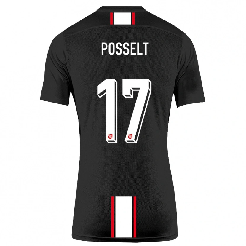 Danxen Donna Maglia John Posselt #17 Nero Bianco Kit Gara Away 2025/26 Maglietta