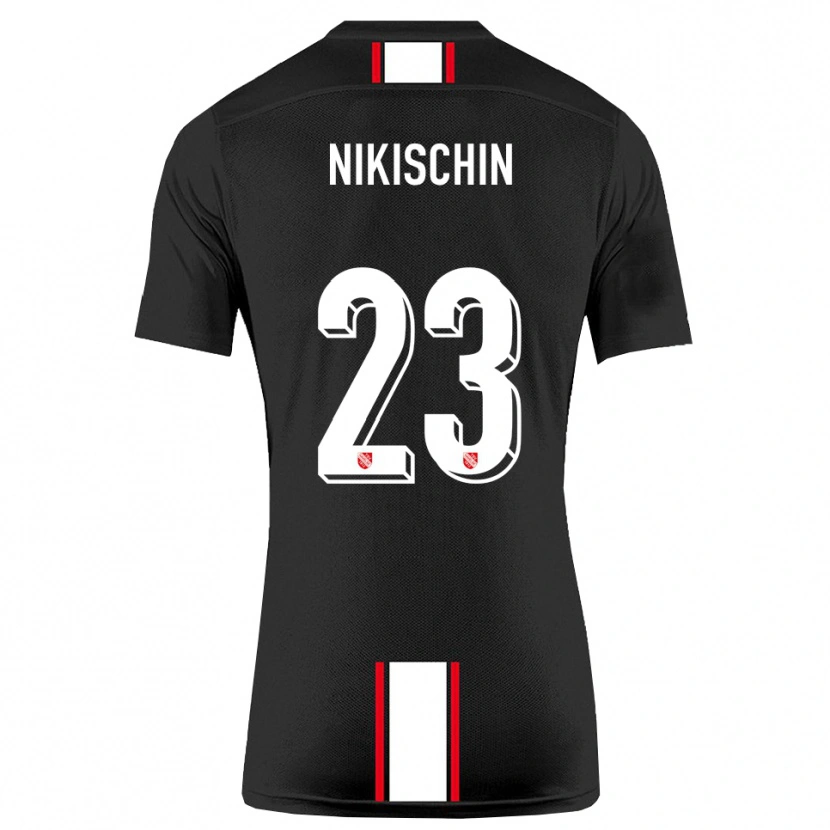Danxen Donna Maglia Adrian Nikischin #23 Nero Bianco Kit Gara Away 2025/26 Maglietta