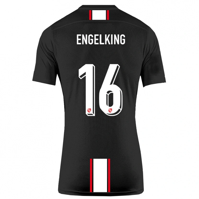 Danxen Donna Maglia Torben Engelking #16 Nero Bianco Kit Gara Away 2025/26 Maglietta