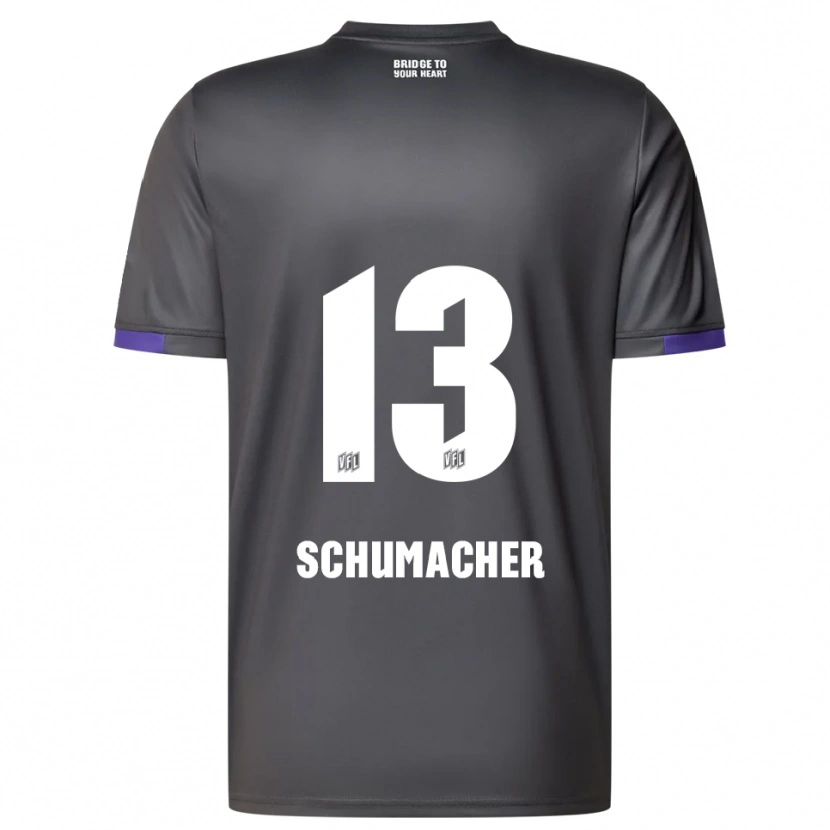 Danxen Donna Maglia Kevin Schumacher #13 Grigio Viola Kit Gara Away 2025/26 Maglietta