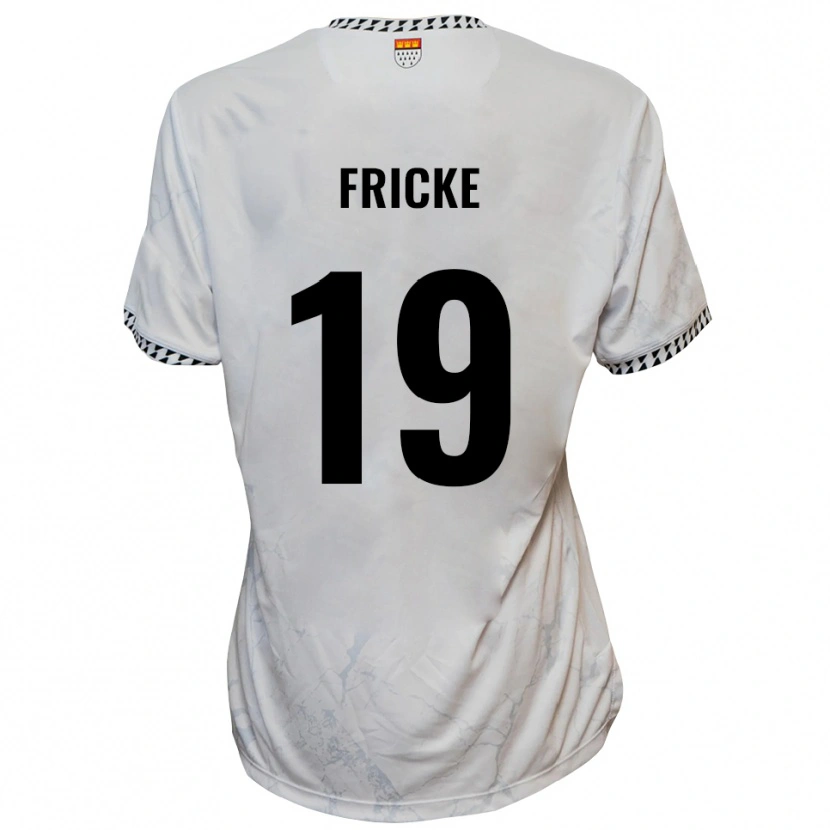 Danxen Donna Maglia Fabian Fricke #19 Bianco Nero Kit Gara Away 2025/26 Maglietta