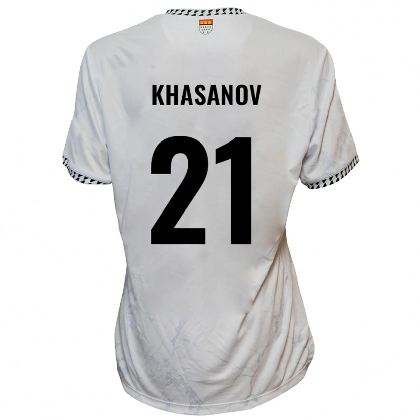 Danxen Donna Maglia Denys Khasanov #21 Bianco Nero Kit Gara Away 2025/26 Maglietta