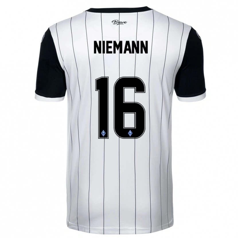 Danxen Donna Maglia Jan Niemann #16 Bianco Nero Kit Gara Away 2025/26 Maglietta
