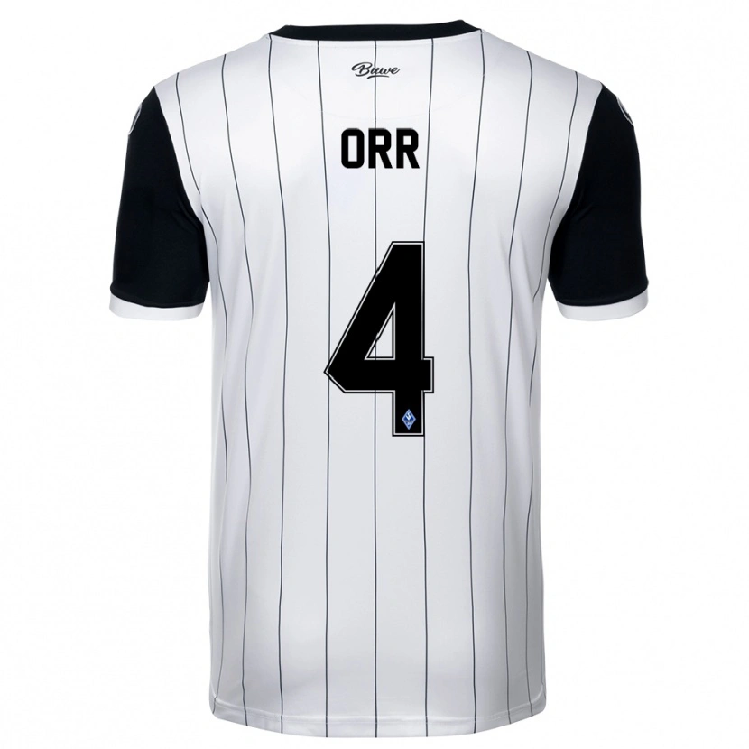 Danxen Donna Maglia George Orr #4 Bianco Nero Kit Gara Away 2025/26 Maglietta