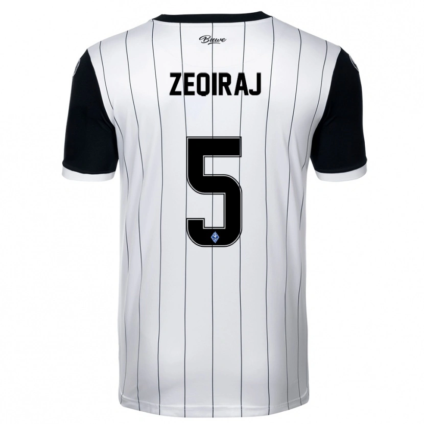 Danxen Donna Maglia Arlind Zeqiraj #5 Bianco Nero Kit Gara Away 2025/26 Maglietta