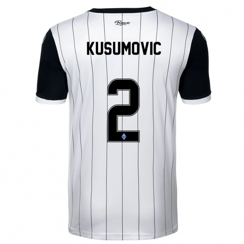 Danxen Donna Maglia Sami Kusumovic #2 Bianco Nero Kit Gara Away 2025/26 Maglietta