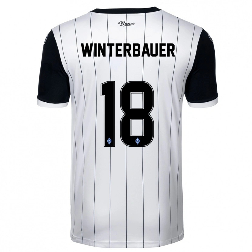 Danxen Donna Maglia Jan Winterbauer #18 Bianco Nero Kit Gara Away 2025/26 Maglietta