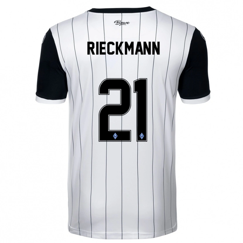 Danxen Donna Maglia Julian Rieckmann #21 Bianco Nero Kit Gara Away 2025/26 Maglietta