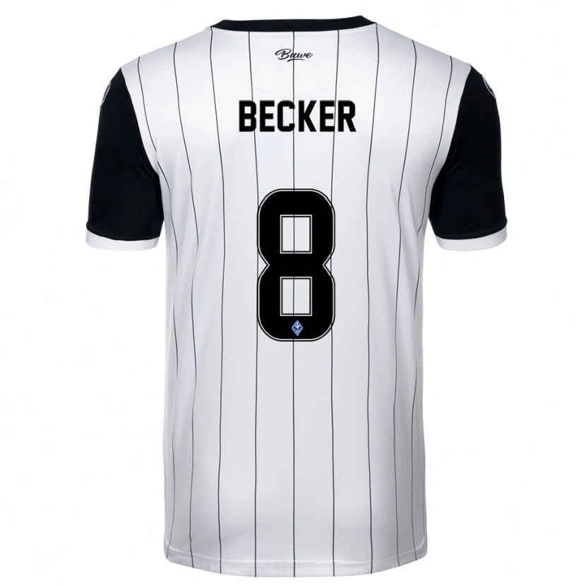 Danxen Donna Maglia Finn Becker #8 Bianco Nero Kit Gara Away 2025/26 Maglietta