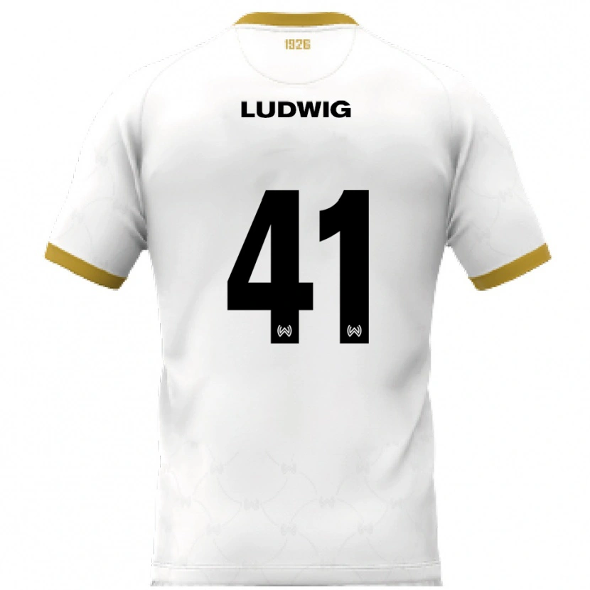 Danxen Donna Maglia Finn Ludwig #41 Bianco Oro Kit Gara Away 2025/26 Maglietta