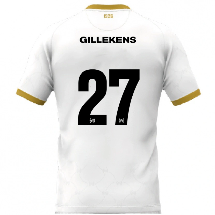 Danxen Donna Maglia Jordy Gillekens #27 Bianco Oro Kit Gara Away 2025/26 Maglietta
