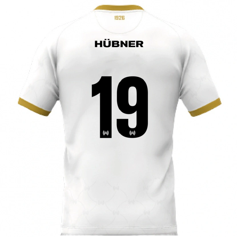 Danxen Donna Maglia Florian Hübner #19 Bianco Oro Kit Gara Away 2025/26 Maglietta