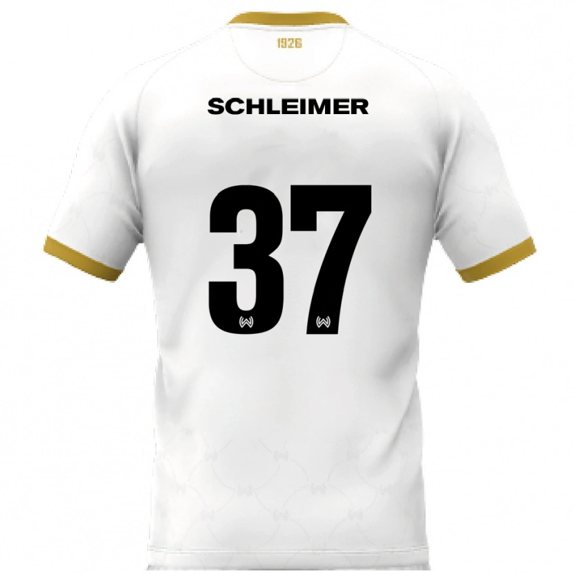 Danxen Donna Maglia Lukas Schleimer #37 Bianco Oro Kit Gara Away 2025/26 Maglietta