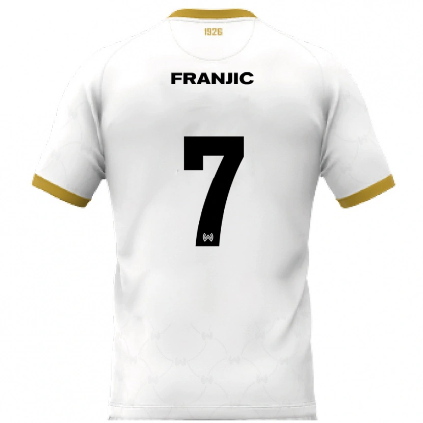 Danxen Donna Maglia Ivan Franjic #7 Bianco Oro Kit Gara Away 2025/26 Maglietta