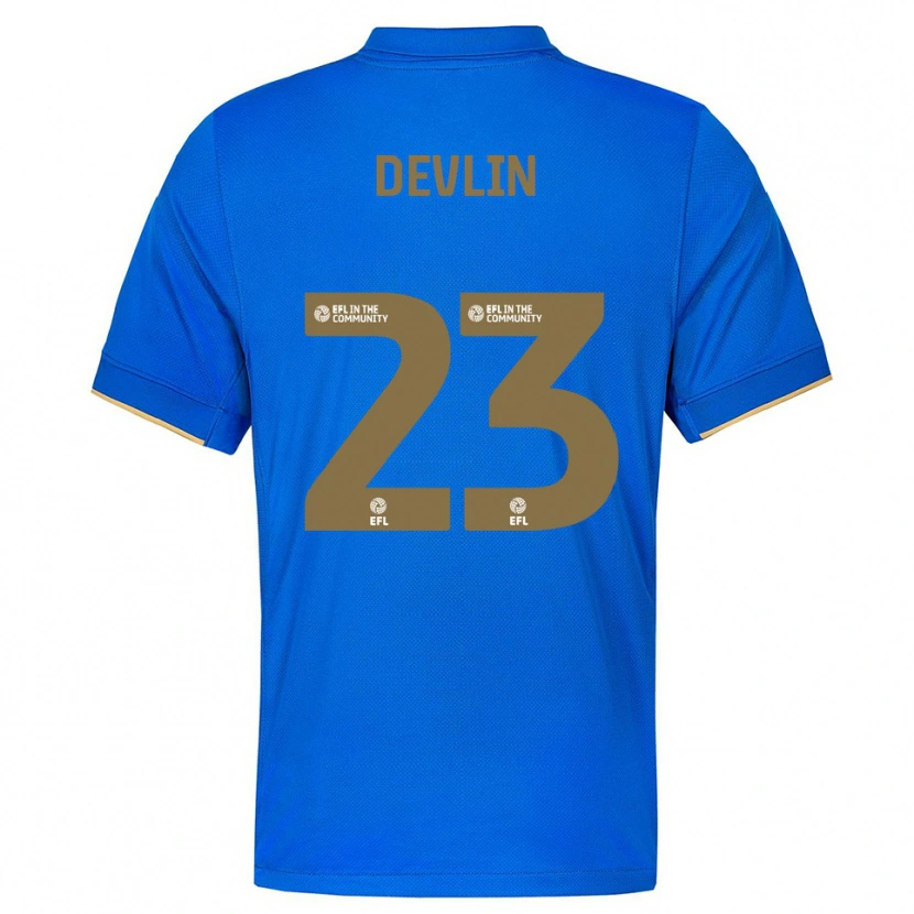 Danxen Bambino Maglia Charlotte Devlin #23 Blu Oro Kit Gara Home 2025/26 Maglietta