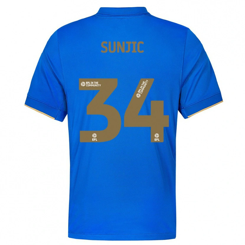 Danxen Bambino Maglia Ivan Sunjic #34 Blu Oro Kit Gara Home 2025/26 Maglietta