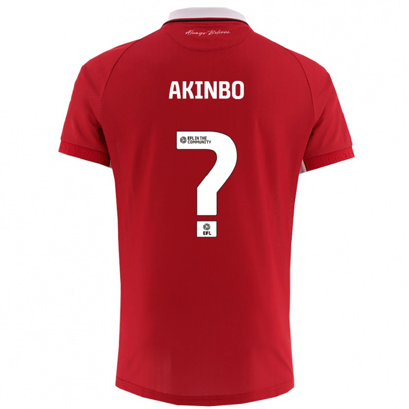 Danxen Bambino Maglia Victor Akinbo #0 Rosso Bianco Kit Gara Home 2025/26 Maglietta