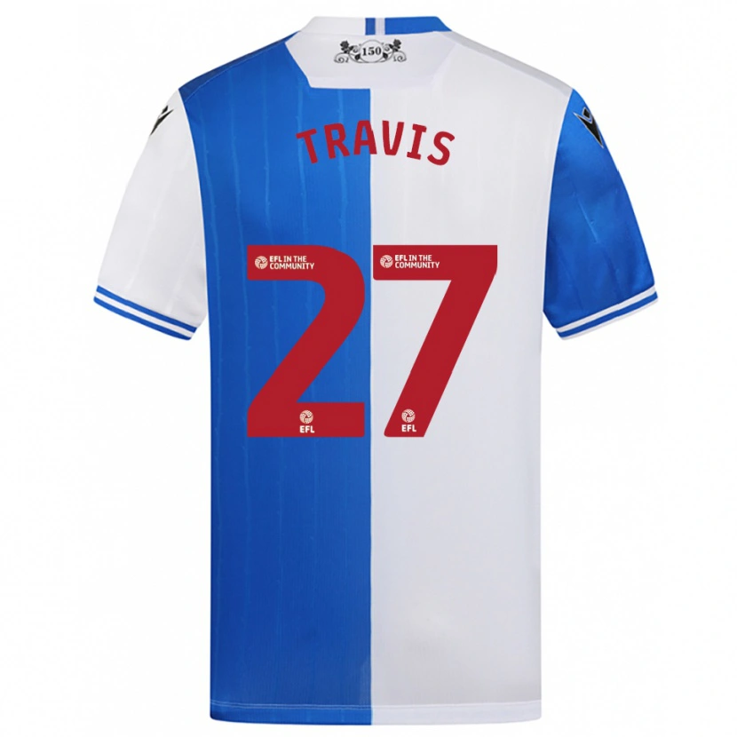 Danxen Bambino Maglia Lewis Travis #27 Blu Bianco Kit Gara Home 2025/26 Maglietta