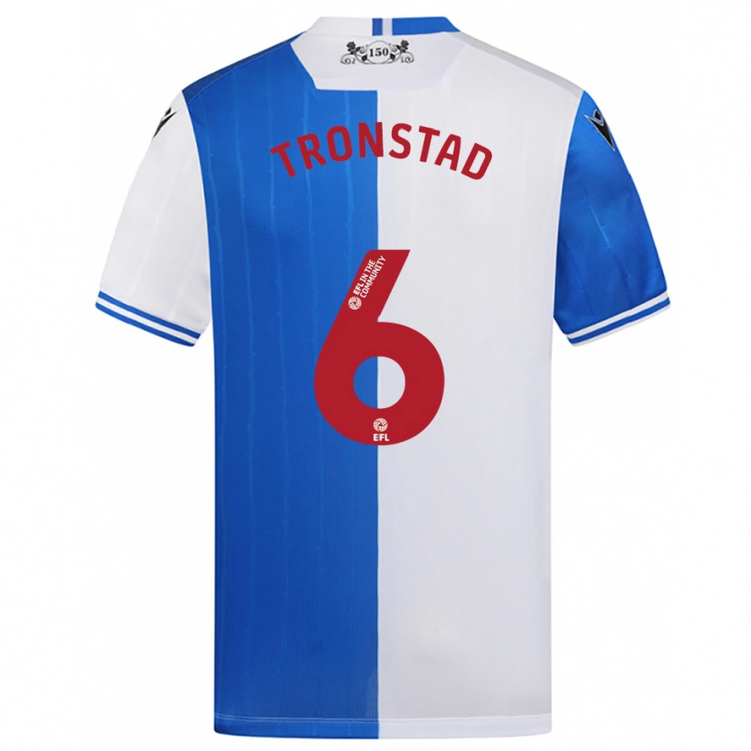 Danxen Bambino Maglia Sondre Tronstad #6 Blu Bianco Kit Gara Home 2025/26 Maglietta