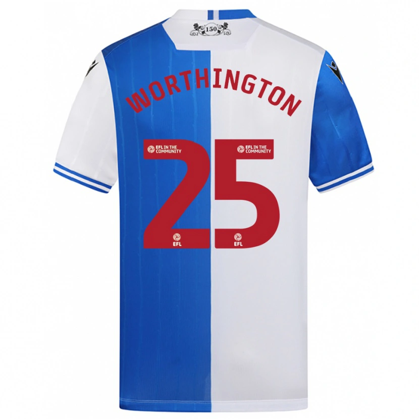 Danxen Bambino Maglia Nicola Worthington #25 Blu Bianco Kit Gara Home 2025/26 Maglietta