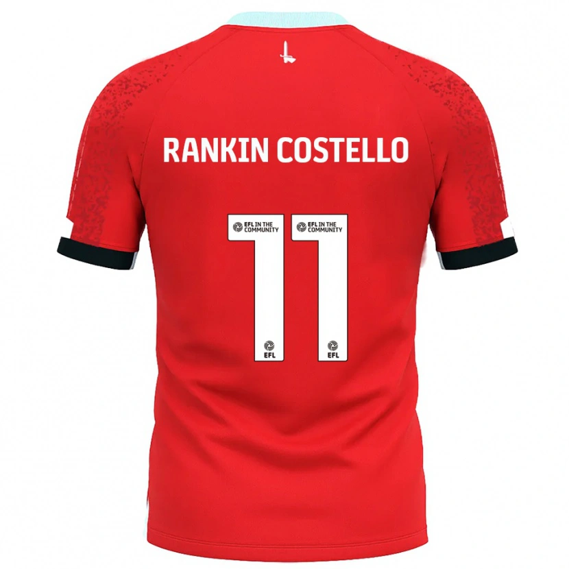 Danxen Bambino Maglia Joe Rankin-Costello #11 Rosso Bianco Kit Gara Home 2025/26 Maglietta