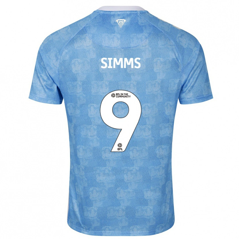 Danxen Bambino Maglia Ellis Simms #9 Azzurro Cielo Bianco Kit Gara Home 2025/26 Maglietta