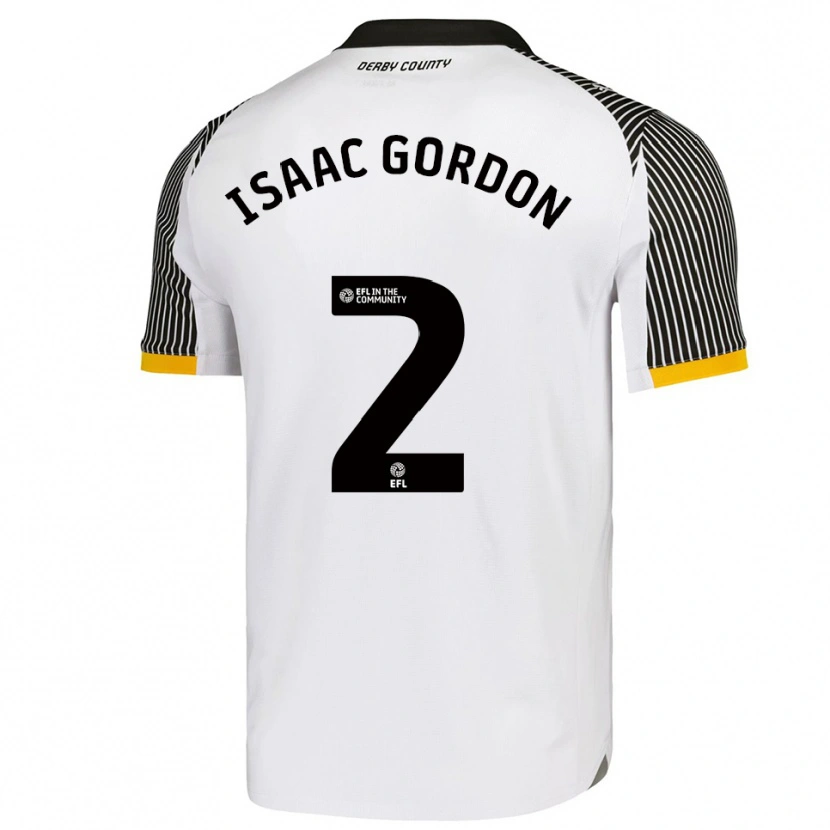 Danxen Bambino Maglia Isaac Gordon #2 Bianco Nero Kit Gara Home 2025/26 Maglietta