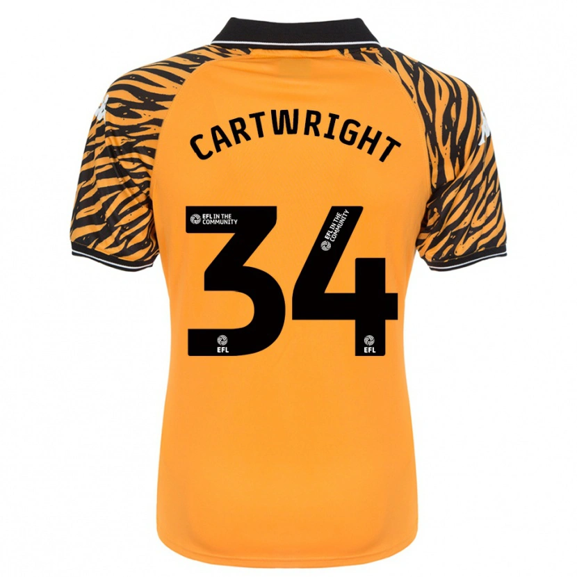 Danxen Bambino Maglia Harvey Cartwright #34 Arancione Nero Kit Gara Home 2025/26 Maglietta