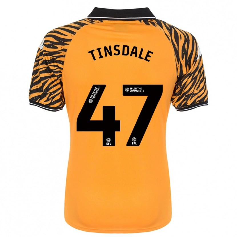 Danxen Bambino Maglia Nathan Tinsdale #47 Arancione Nero Kit Gara Home 2025/26 Maglietta