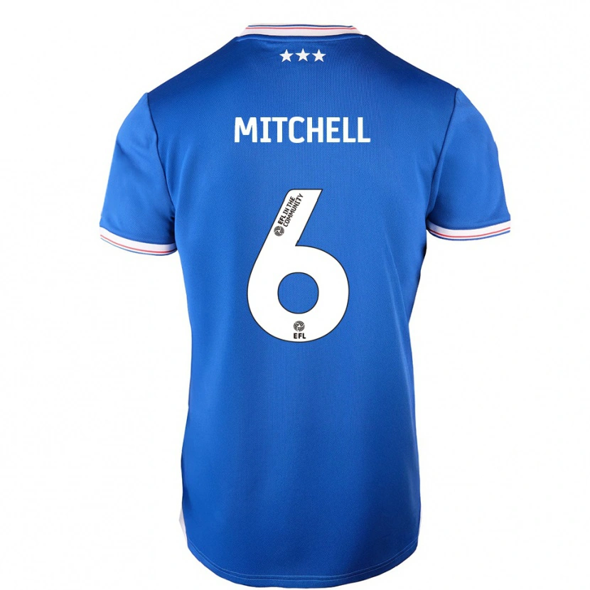 Danxen Bambino Maglia Leah Mitchell #6 Blu Bianco Kit Gara Home 2025/26 Maglietta