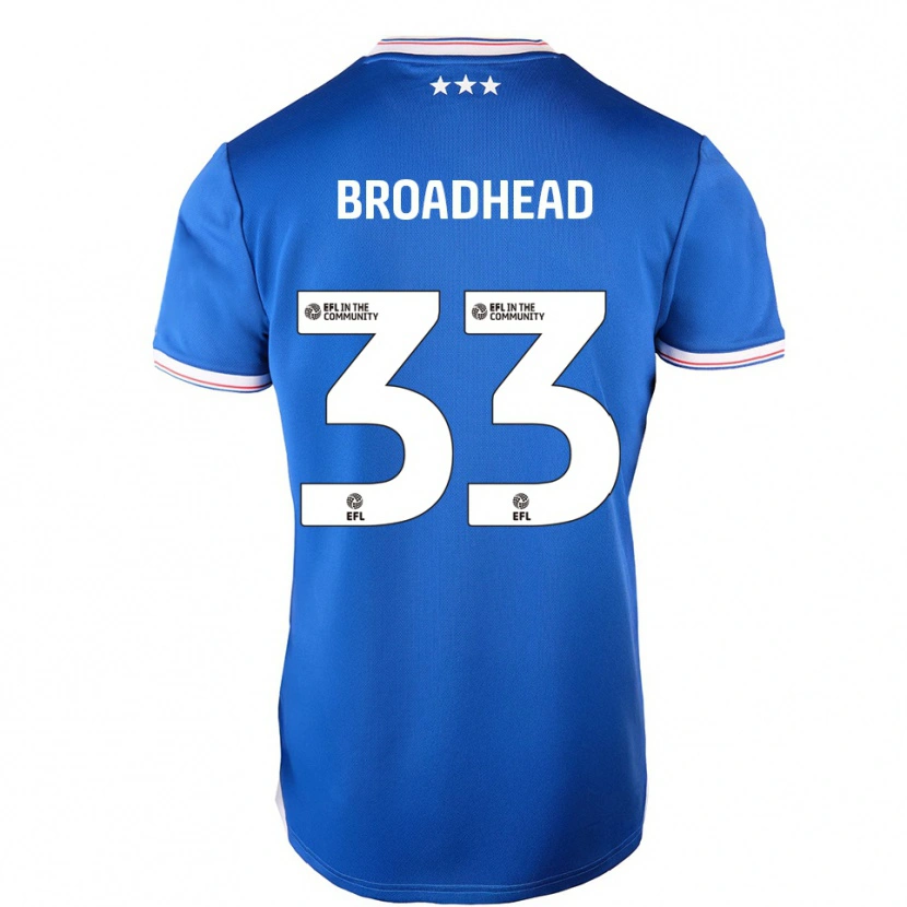Danxen Bambino Maglia Nathan Broadhead #33 Blu Bianco Kit Gara Home 2025/26 Maglietta