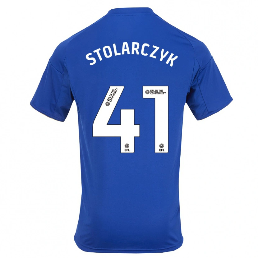 Danxen Bambino Maglia Jakub Stolarczyk #41 Blu Oro Kit Gara Home 2025/26 Maglietta