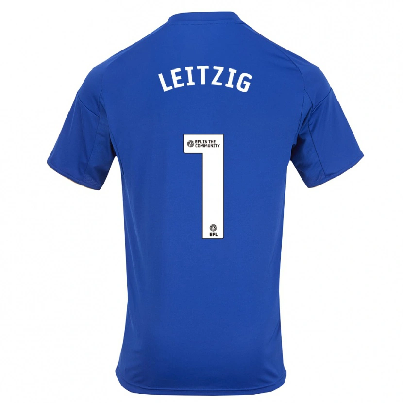 Danxen Bambino Maglia Janina Leitzig #1 Blu Oro Kit Gara Home 2025/26 Maglietta