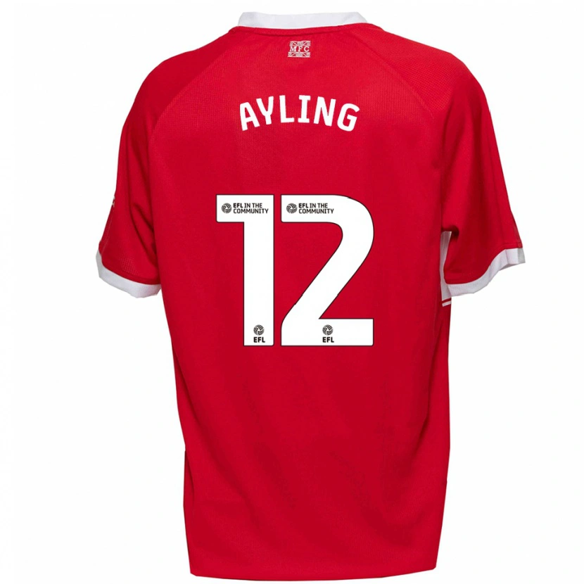 Danxen Bambino Maglia Luke Ayling #12 Rosso Bianco Kit Gara Home 2025/26 Maglietta