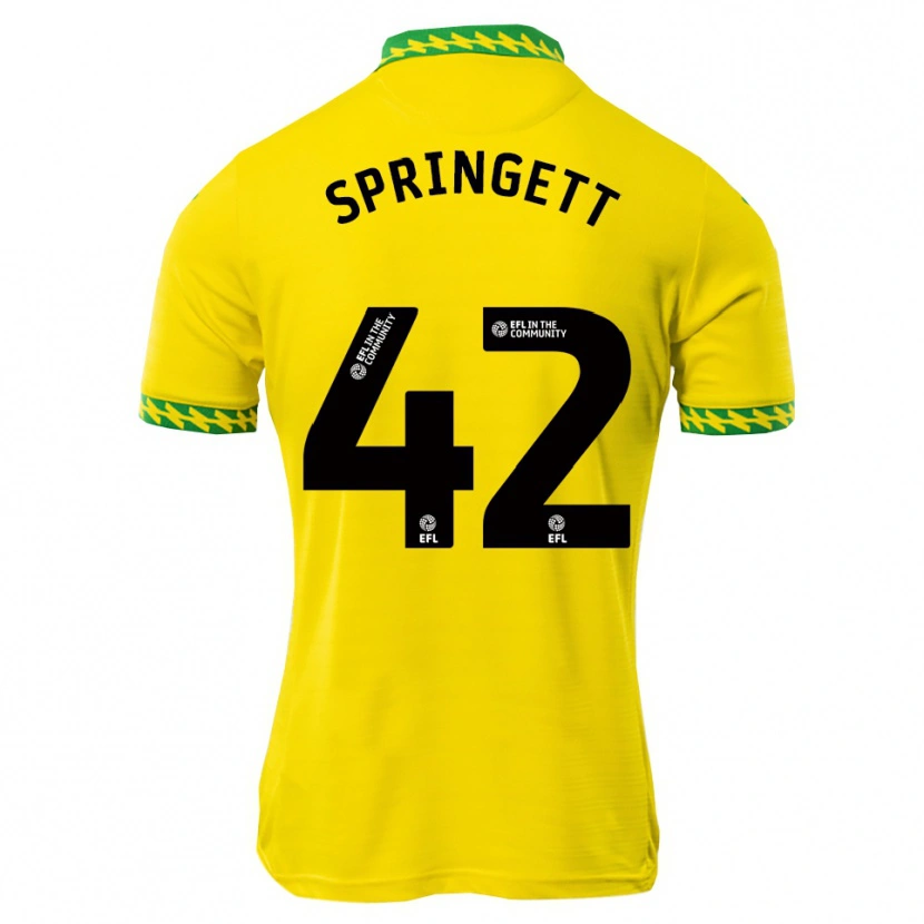 Danxen Bambino Maglia Tony Springett #42 Bianco Verde Kit Gara Home 2025/26 Maglietta