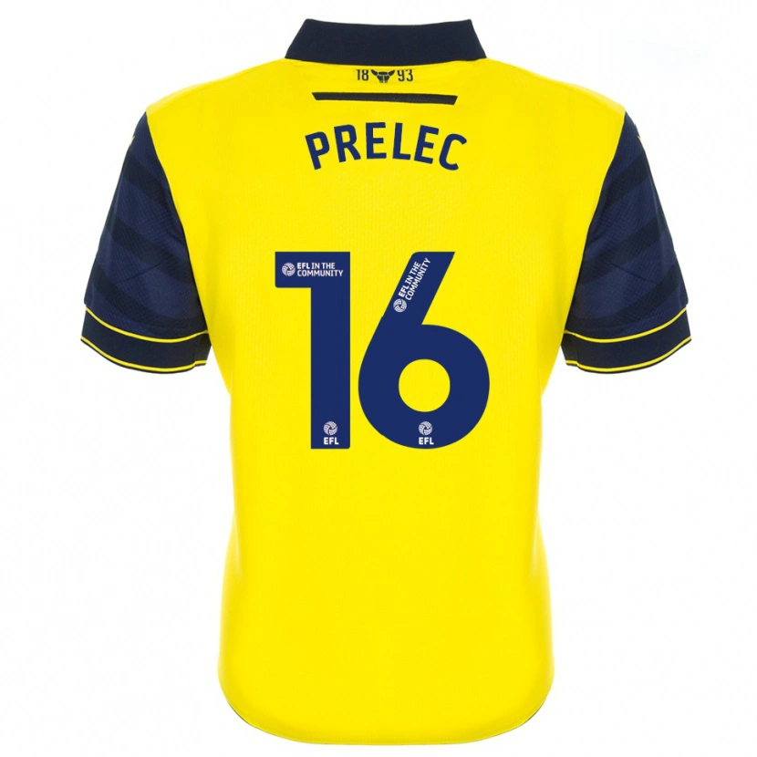 Danxen Bambino Maglia Nik Prelec #16 Giallo Blu Marino Kit Gara Home 2025/26 Maglietta