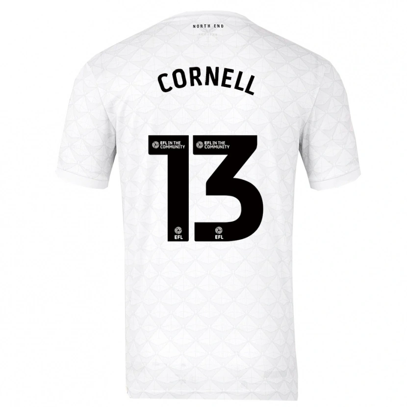 Danxen Bambino Maglia David Cornell #13 Bianco Rosso Kit Gara Home 2025/26 Maglietta