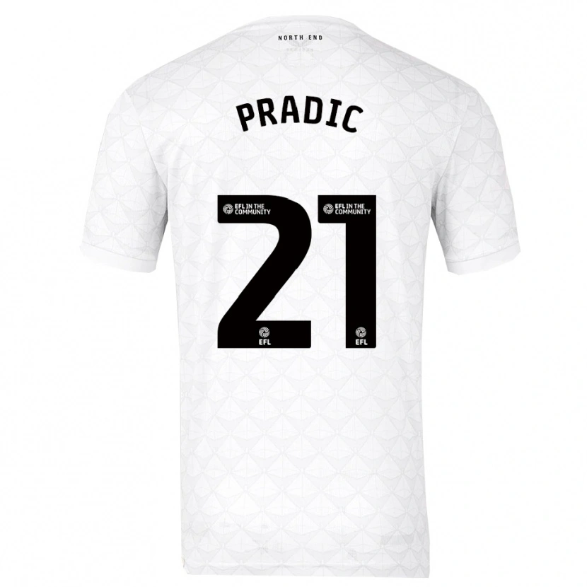 Danxen Bambino Maglia James Pradic #21 Bianco Rosso Kit Gara Home 2025/26 Maglietta