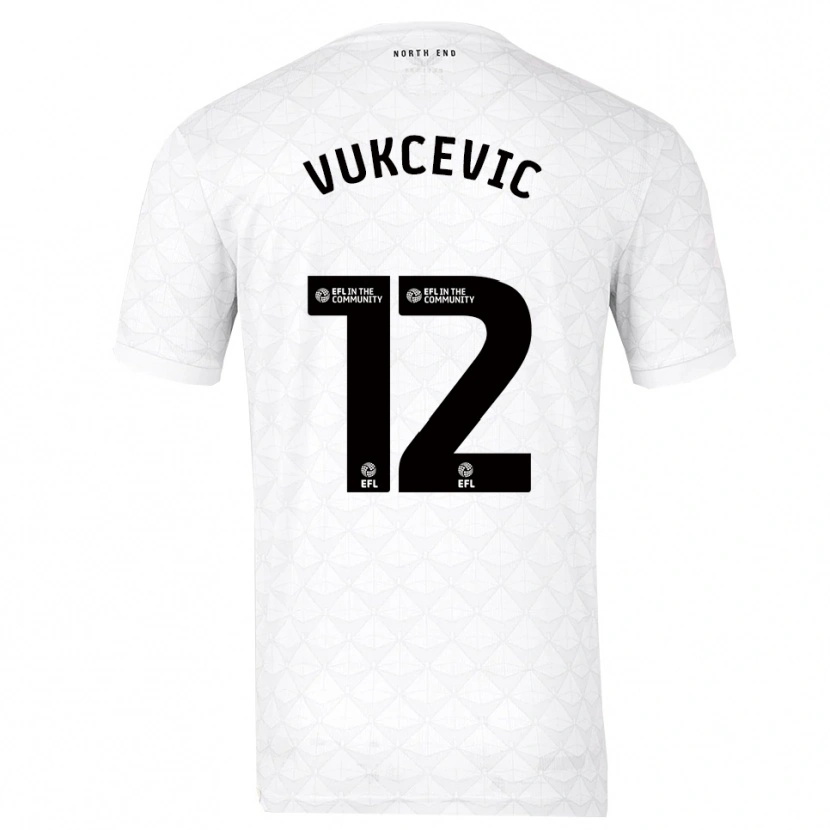 Danxen Bambino Maglia Andrija Vukcevic #12 Bianco Rosso Kit Gara Home 2025/26 Maglietta